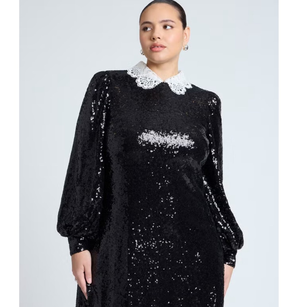 Eloquii Lace Collar Sequin Mini Dress Sz 20